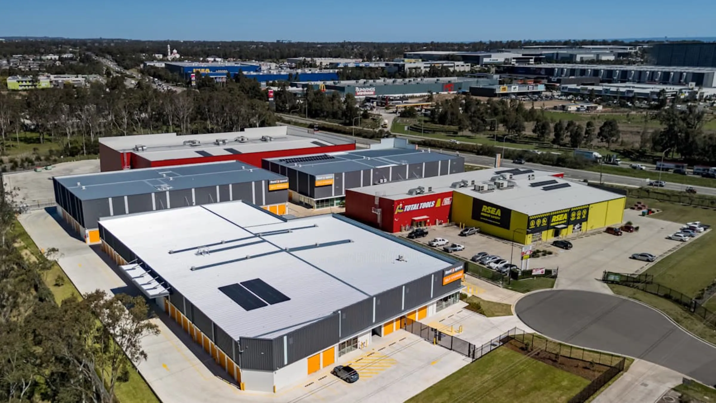 Aerial view of a Rent A Space self-storage facility in New South Wales.
